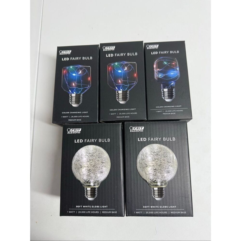 Feit Lot of 5 Electric FY/SQ/RGB/LED Assorted Colors 120V 1W LED Fairy Light